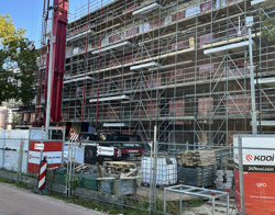 1 van de 2 flats aan de Thorbeckelaan in aanbouw